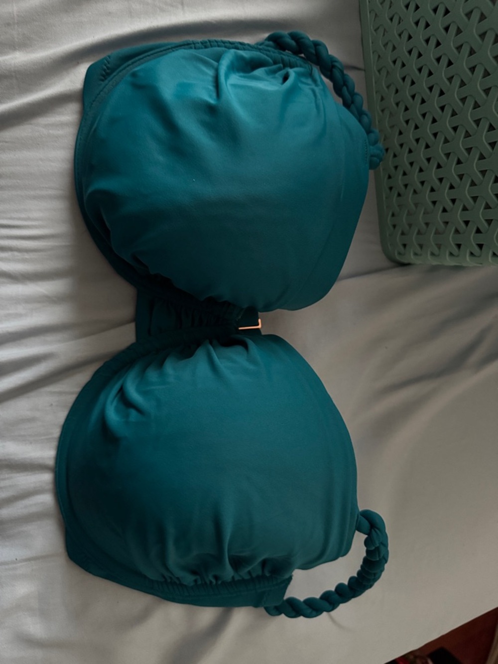 Shade & Shore Teal Bra Swim Top with Braided Straps